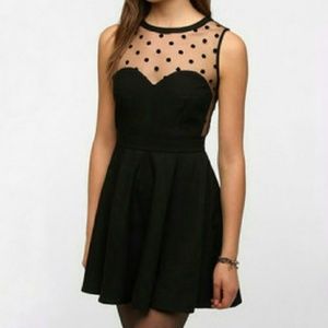 Polka dot sheer neck xs dress Urban Outfitters